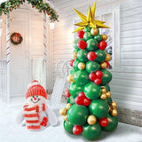 Christmas Balloon Arch Kit Green Red Gold Garland with Tree and Starburst Balloons