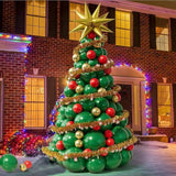 Christmas Balloon Arch Kit Red Green Gold Garland with Tree and Starburst Balloons