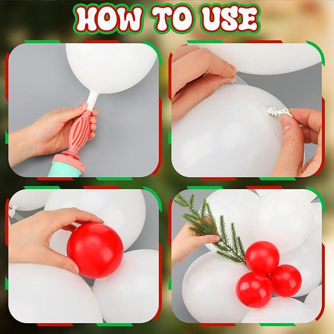 178PCS Santa Baby Shower Balloon Arch Kit Red White Balloons for Christmas Party Decor