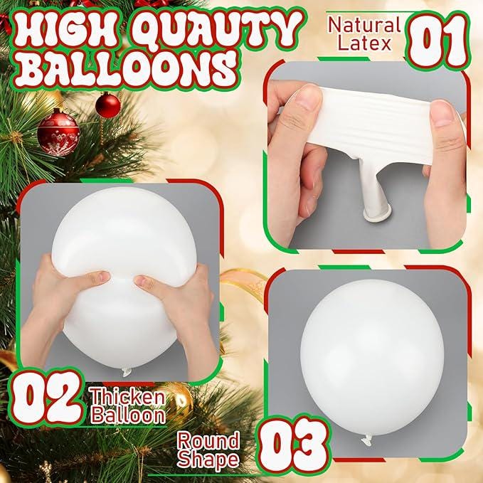 178PCS Santa Baby Shower Balloon Arch Kit Red White Balloons for Christmas Party Decor