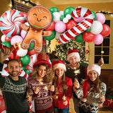 Gingerbread Man Christmas Balloon Garland Kit Red Green Pink Balloons for Holiday Decor