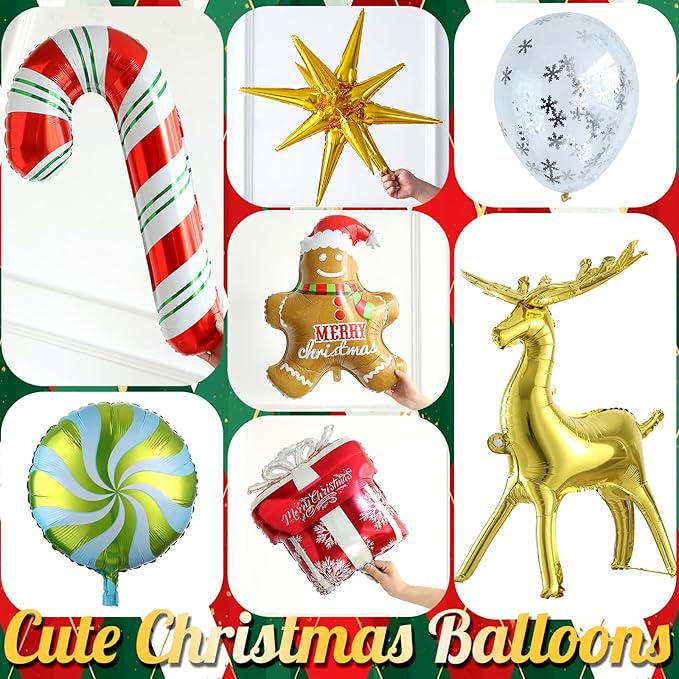 114PCS Christmas Balloon Garland Kit Red Pink Green Blue Balloons for Holiday Decor