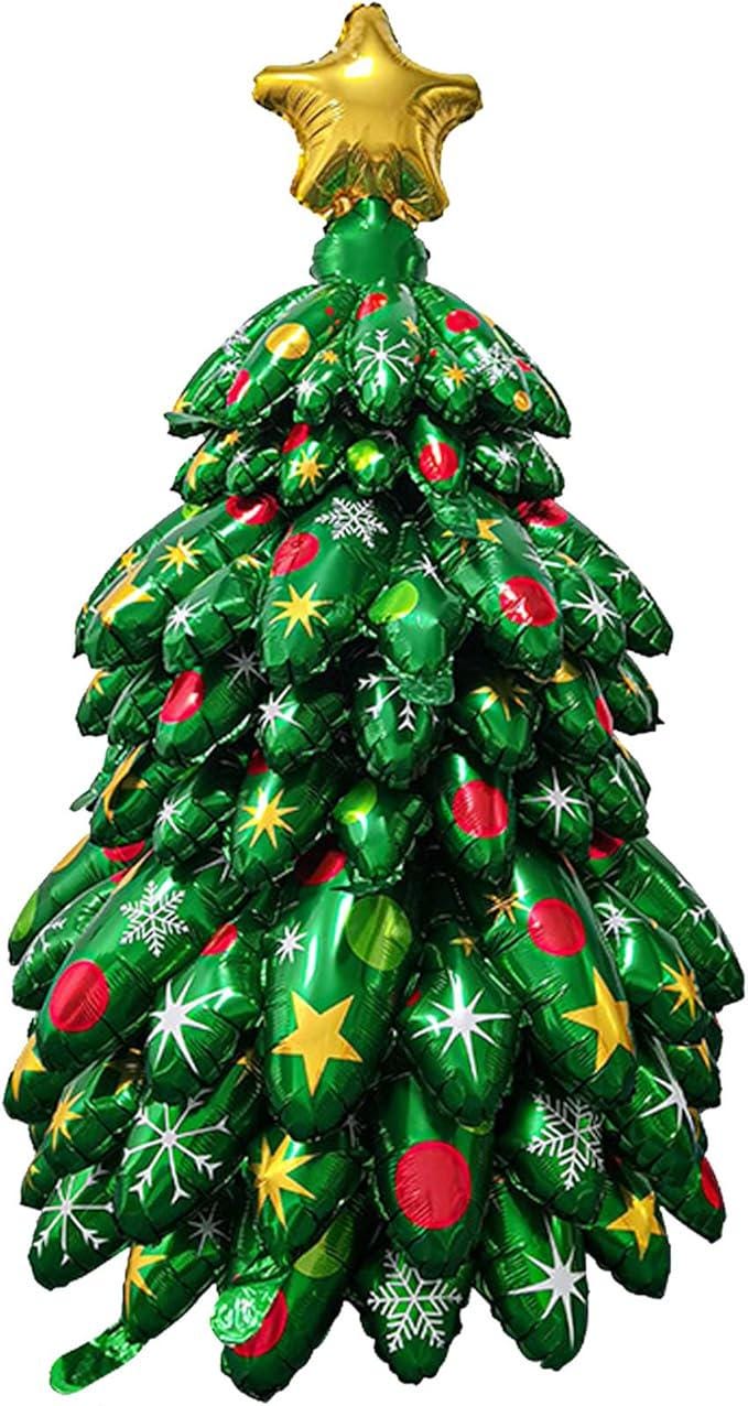 51 Inch Giant Christmas Tree Balloon Self Standing Foil Balloon for Xmas Decor