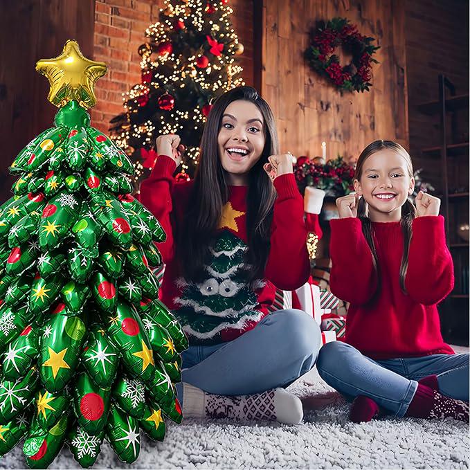 51 Inch Giant Christmas Tree Balloon Self Standing Foil Balloon for Xmas Decor
