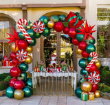 Christmas Party Decorations Set Green Red Gold Candy Cane Lollipop Foil Balloons