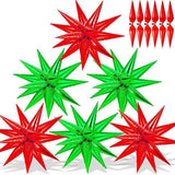 72 PCS Red Green Star Balloons 26 Inch Foil Cone Spike Balloons Christmas Decor