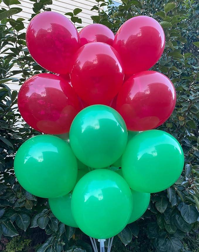 100 PCS 12 Inch Red Green Latex Balloons for Christmas New Year Party Decor