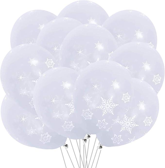 50 PCS Winter Snowflake Balloons Christmas Holiday Party Decorations Supplies
