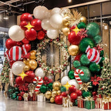 Christmas Balloon Garland Arch Kit Red Green White Gold Candy Star Decor