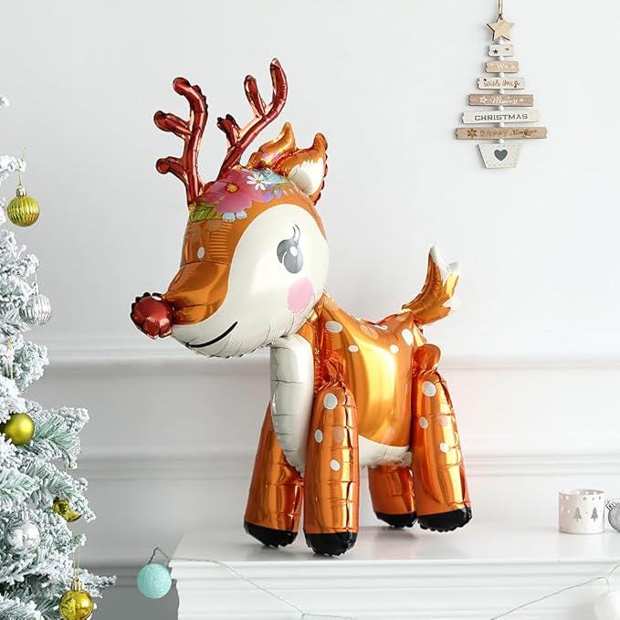 138PCS Christmas Reindeer Balloon Garland Kit Red Brown White Gold Moose Decor