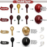 Burgundy Black Gold Balloon Arch Kit Double Stuffed Balloons for Party Decorations