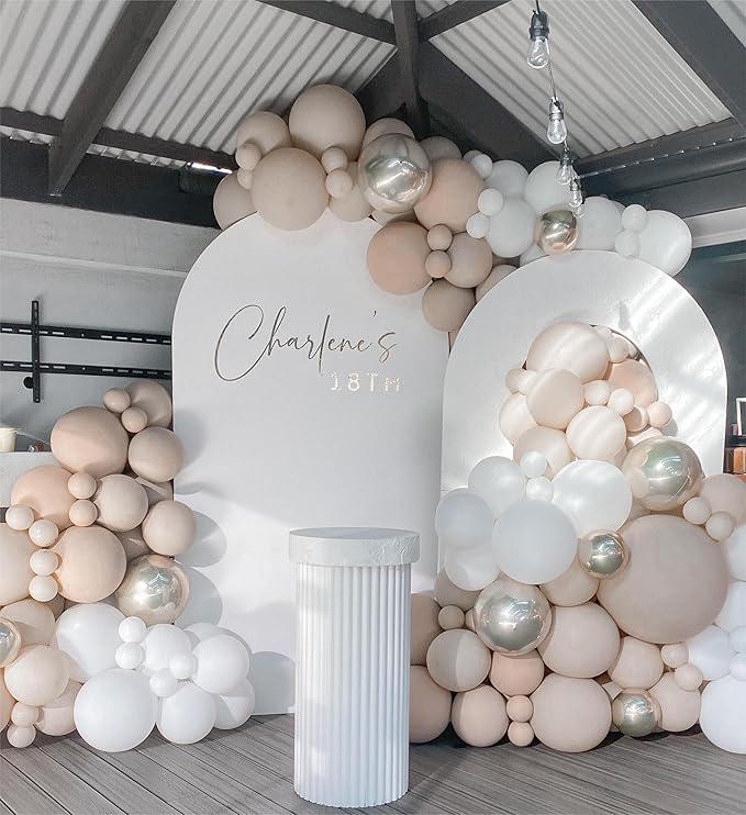 Nude Beige Balloon Arch Kit 115pcs Double Stuffed Balloons for Boho Party Decor