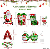 Christmas Decorations Balloons Set with Merry Christmas Banner and Candy Cane Foils