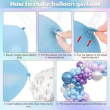 Blue Purple Balloon Arch Kit 153pcs Metallic Confetti Balloons for Princess Party Decor