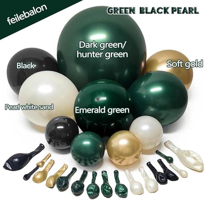 Dark Green Black Balloon Arch Kit Emerald Hunter Green Gold Balloons for Party Decor