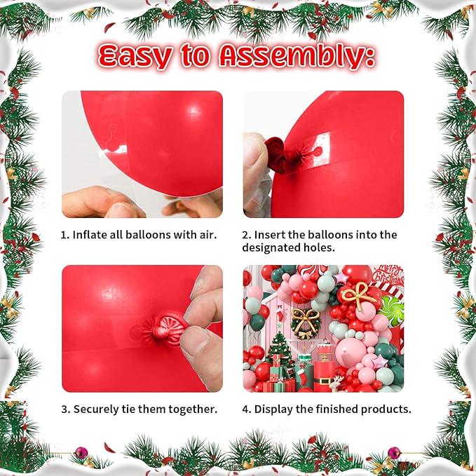 Christmas Balloon Arch Kit Red Green Pink Gold Balloons with Gingerbread and Candy