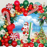 Christmas Balloon Garland Kit with Red Green Gold Candy Balloons for Tropical Party Decor