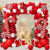 Christmas Balloon Garland Kit with Red White Candy Gift Box & Star Balloons for Party
