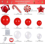 Christmas Balloon Garland Kit with Red White Candy Gift Box & Star Balloons for Party