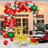 Christmas Balloon Garland Kit with Red, Gold, White & Green Balloons for Party Decor