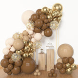 153-Piece Brown Balloon Garland Kit with Nude, Metallic & Confetti Balloons for Baby Shower Party