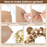153-Piece Brown Balloon Garland Kit with Nude, Metallic & Confetti Balloons for Baby Shower Party