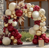 Burgundy & Gold Balloon Garland Kit with Red, White and Metallic Balloons for Party Decor