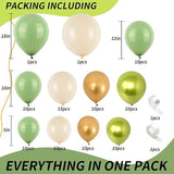 Sage Green & Gold Balloon Garland Kit: Metallic Party Decor