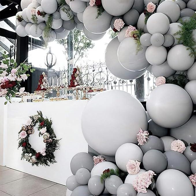 Gray Balloon Garland Kit: 140-Piece Matte Latex Arch