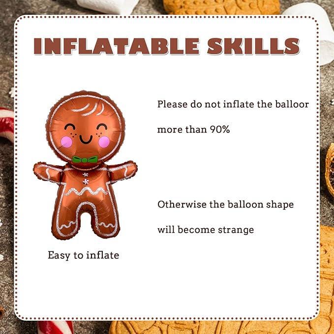 3-Piece Christmas Gingerbread Man Foil Balloons Set for Party Decorations