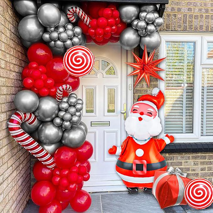 149-Piece Christmas Balloon Garland Kit with Red, White & Festive Foil Balloons for Party Decor