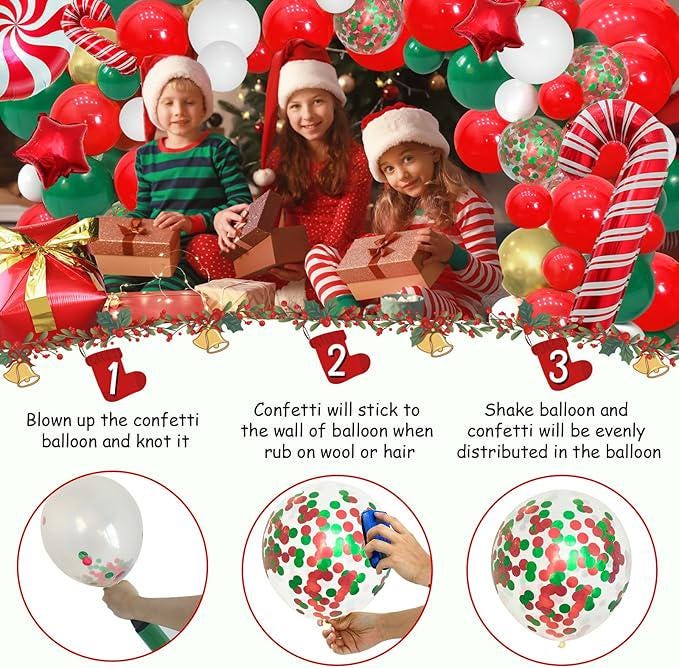 Christmas Balloon Garland Kit: Red, Green, Gold & Candy Foils