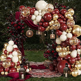 Burgundy Balloon Arch Kit 140Pcs Maroon Gold White Confetti Balloons Party Décor