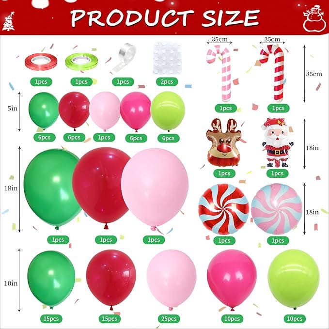 Christmas Balloon Arch Kit Red Pink Green Latex Balloons for Holiday Party Décor