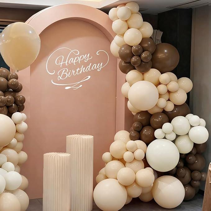 Boho Balloon Arch Kit: Brown, White & Nude, 155 Piece