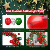 Red Green Balloon Arch Kit: 130 Pcs Christmas Party Décor