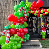 Christmas Balloon Arch Kit: Red, Lime & Dark Green, Candy Cane Balloons