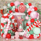Christmas Balloon Arch Kit: Gingerbread, Candy Cane Foil Balloons