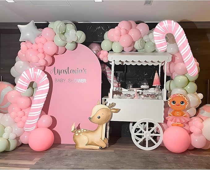 Pastel Christmas Balloon Arch Kit: Candy Cane & Tree Foil Balloons