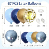 Blue and Gold Balloon Arch Kit, Party Decor