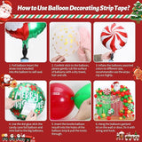 Christmas Balloon Arch Kit 71Pcs Gold Red Green Balloons with Foil Fringe Curtain Backdrop