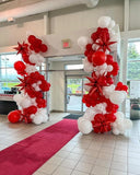 Winter Christmas Balloon Arch Red Green Gold with Candy Cane Snowman & Snowflake Décor