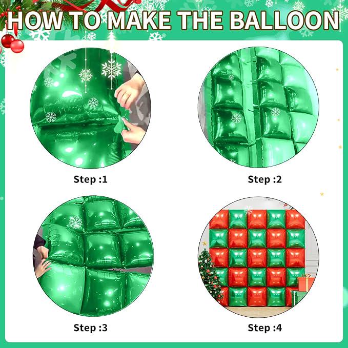 Metallic Green Red Foil Balloons 19In Double-Sided Wall Arch Kit for Party Décor