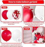 Red White Balloon Arch Kit 134Pcs Matte and Confetti Balloons for Wedding Birthday Party