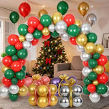 Christmas Balloon Arch Kit: Red, Green, Gold, Silver Balloons (110 Pcs)