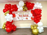 Red, White & Gold Balloon Arch Kit: Star Confetti Balloons