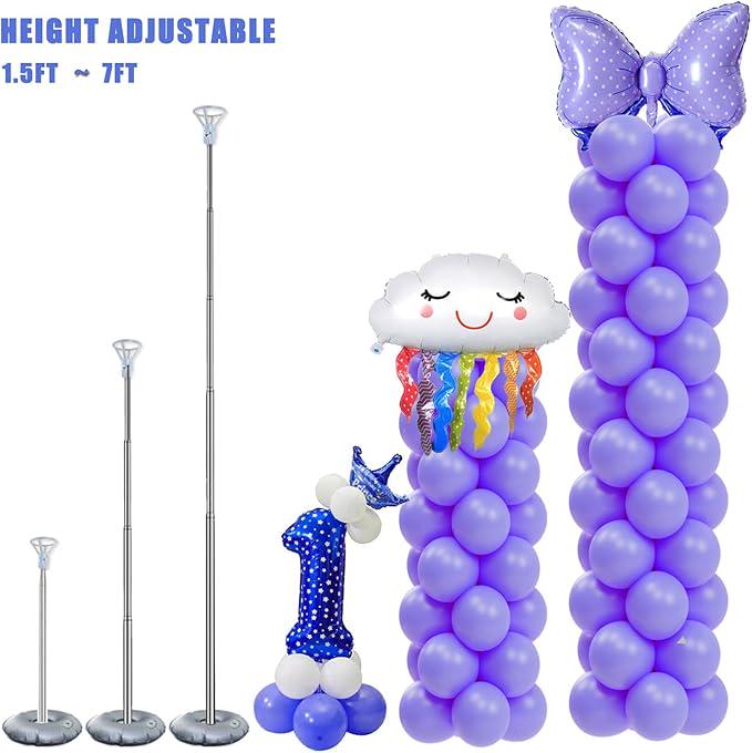 Set of 2 Adjustable 7ft Balloon Column Stands for Birthday Wedding and Party Decor