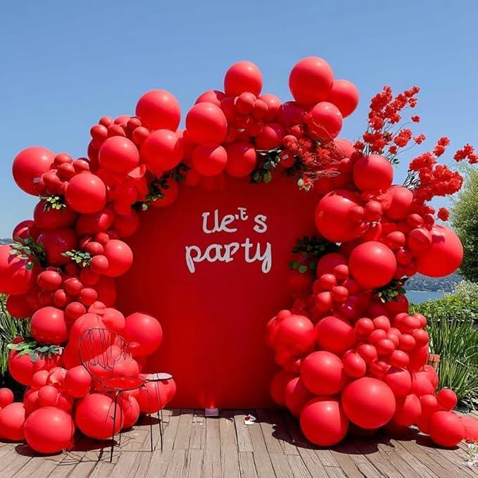 Red Double Stuffed Balloon Arch Kit - Party Decor