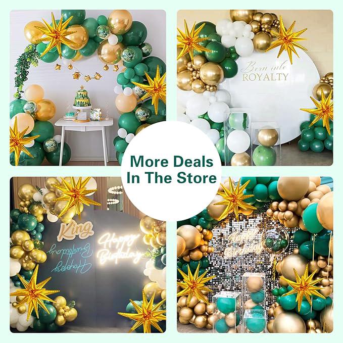 Green and Gold Balloon Arch Kit: 137-Piece Party Decor