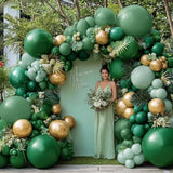 Green and Gold Balloon Arch Kit with Double Stuffed Metallic Balloons for Party Decor